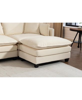 Modern 4-Seat Sectional Sofa with 2 Ottomans & Pillows, 149.61