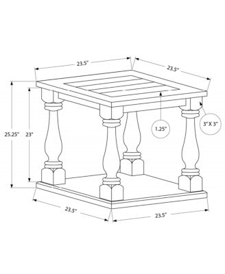 Antique Coffee Side Table with Rubbed Gris Finish 23.5 x 23.5 x 25.25 in