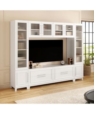 Modern Entertainment Center with Glass Doors & Drawers