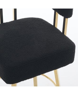 Modern decorative chair with gold metal legs, Teddy fleece upholstered