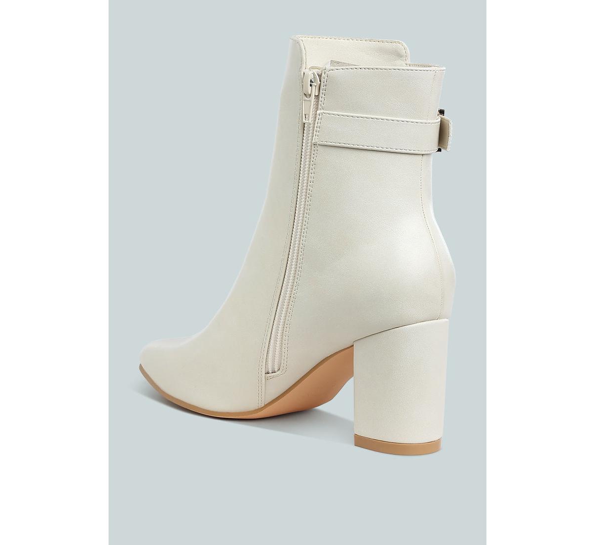 Conchos Belt Detail Block Heel Boots