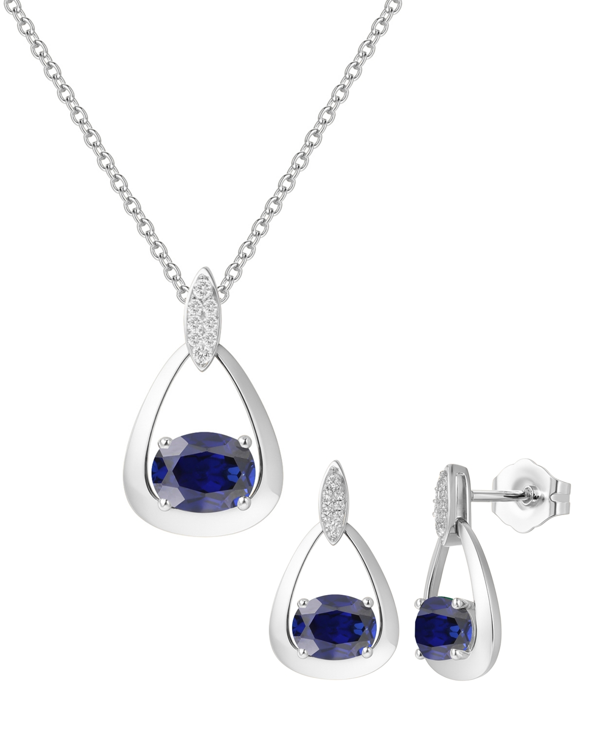 Macy's 2-Pc. Ruby (3.5 ct. t.w.) and Lab-Grown White Sapphire (0.03 ct. t.w.) Earrings And Pendant Set in Sterling Silver (Also Available in Opal, Ame