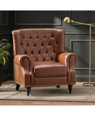 Classic Style Light Brown PU Push Back Chair