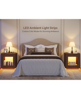 Rustic Wood End Table, 2 Tiered Square Side Table with Storage Shelf