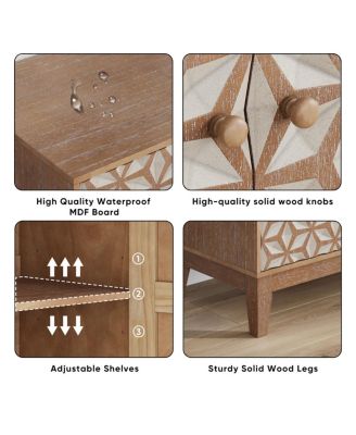 31.5-inch geometric sideboard with 2 doors and adjustable shelves.