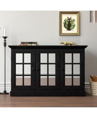 45" 3-Door Mirrored Storage Cabinet