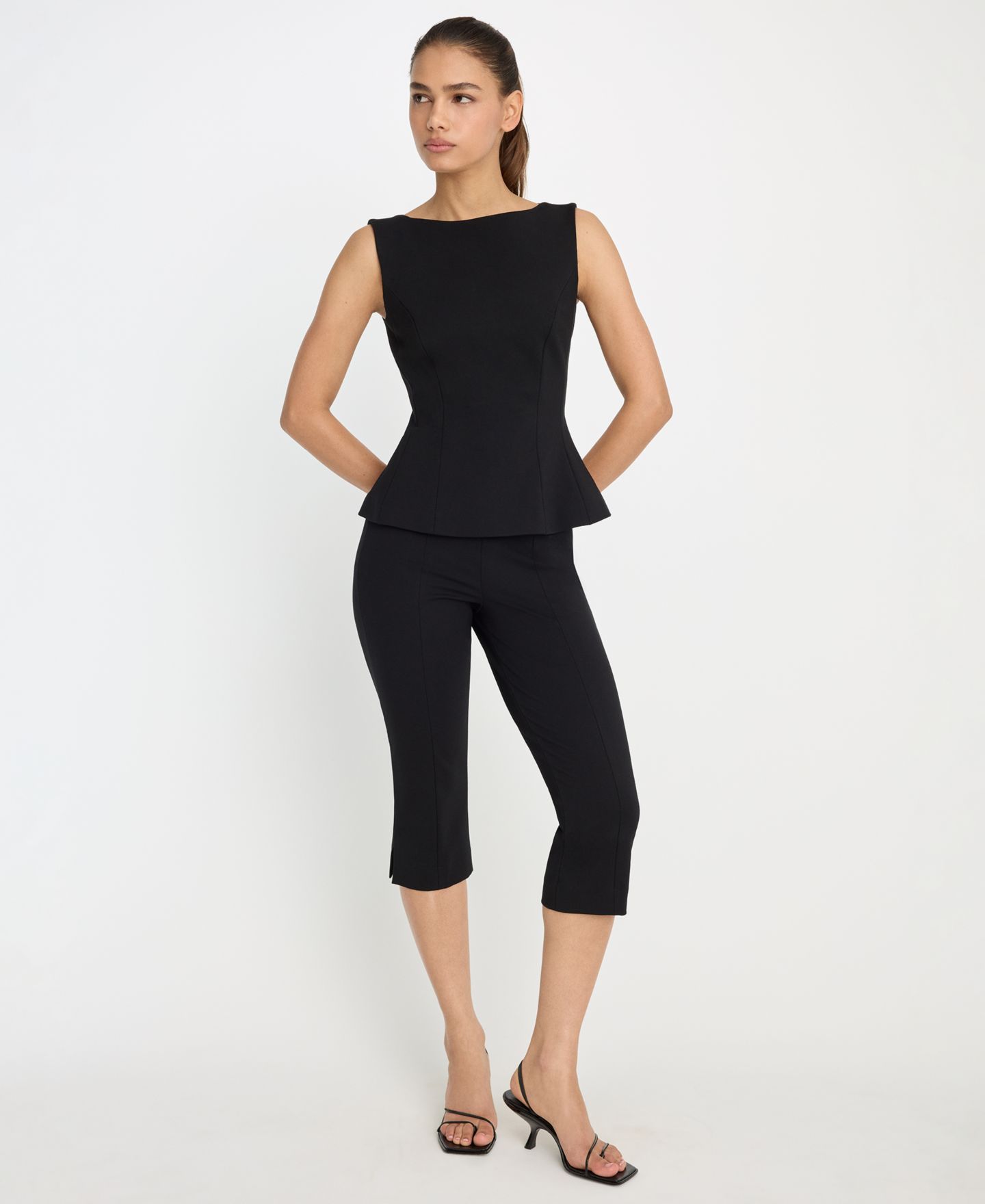 Женский топ Good American Soft Stretch Straight Neck Top, цвет: Чёрный — фото 2