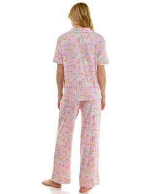 Women's Short-Sleeve Shirt and Pants, 2-Piece Pajama Set