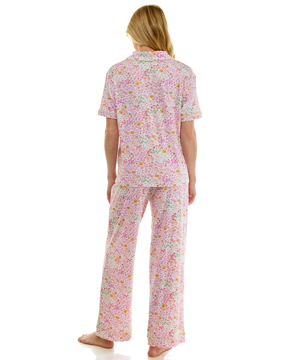 Roudelain Women's Short-Sleeve Shirt and Pants, 2-Piece Pajama Set