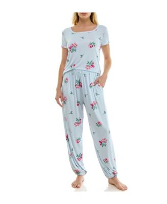 Women's Short-Sleeve T-Shirt & Balloon Pants, 2-Piece Pajama Set