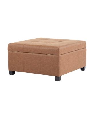 Faux Leather Storage Ottoman - Lift-Top Footrest Stool