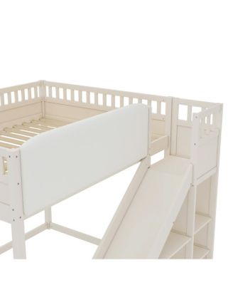 Queen Size Loft Bed with Storage, Ladder, and Slide