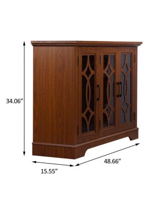 Sideboard with 3 Glass Doors, Adjustable Shelf, Dark Oak Laminate