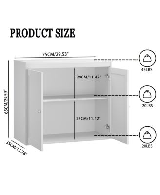 Kitchen Storage Cabinet with Double Doors & Adjustable Shelves