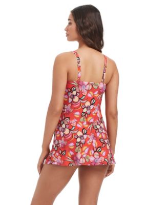 Women's Over-The-Shoulder Square Neck Swim Dress