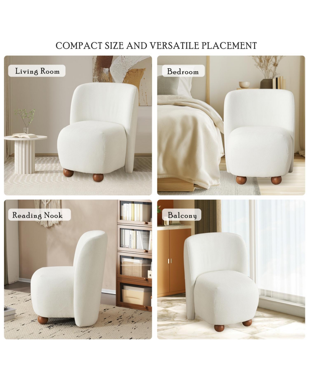 Streamdale Furniture Modern Low Back Accent Chair, Armless for Small Spaces