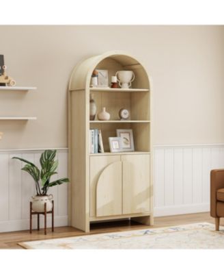 Arched Kitchen Pantry Cabinet with Adjustable Shelves