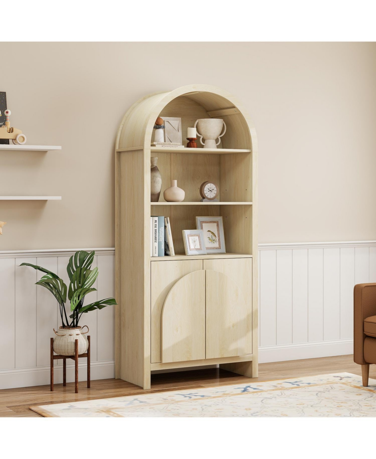 Streamdale Furniture Arched Kitchen Pantry Cabinet with Adjustable Shelves