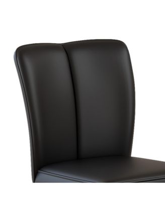 Streamdale Modern Black PU Bar Stool Set - 2-Piece with Silver Legs