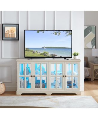 LED Curio Display Cabinet with Glass Doors & Adjustable Shelves