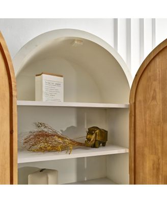 31.50" Arched Flower Carved Door Accent Sideboard Cabinet with Drawer & Shelf