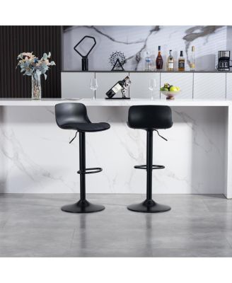 Streamdale Bar Stools Set of 2 - Modern PU Leather Counter Height Swivel Chairs - Black
