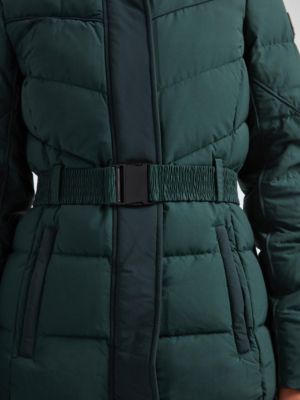 Women's Diamond Belted Hooded Down Coat