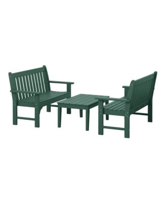 3-Piece HDPE Outdoor Patio Furniture Couch and Coffee Table Set