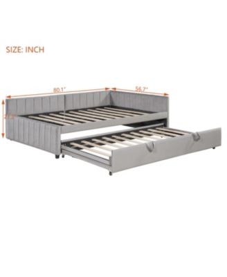 Upholstered L-Shaped Daybed with Twin Trundle