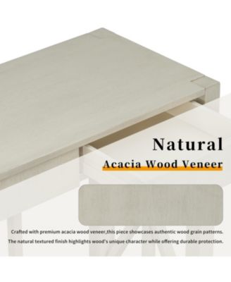  60" Acacia Console Table - Crisscross Design & 4 Drawers