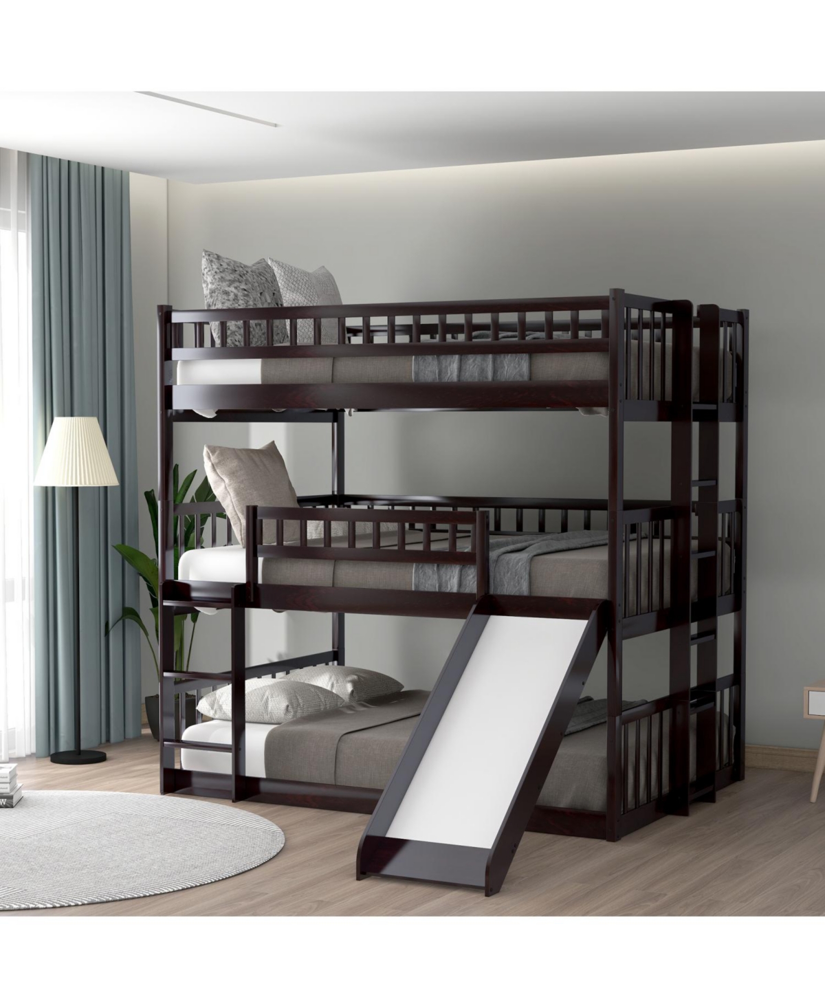 Streamdale Furniture Triple Full Bunk Bed with Ladder & Slide