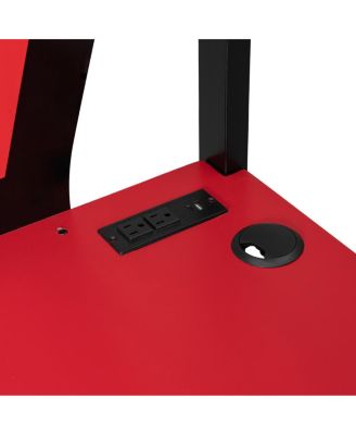 Full-Size Gaming Bunk Bed with RGB Desk, USB Ports, LED Strip & Cable Grommet