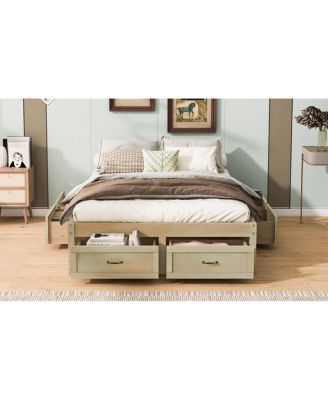 Full Size Platform Bed with 6 Storage Drawers