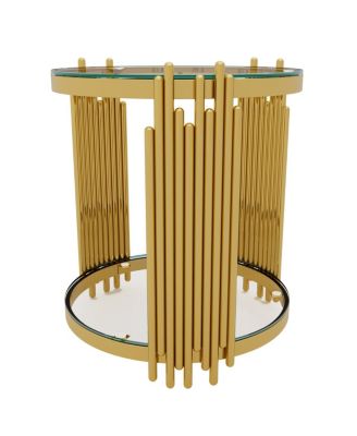 Living Room Table Set: 3-Piece Round Glass & Gold Metal Tables