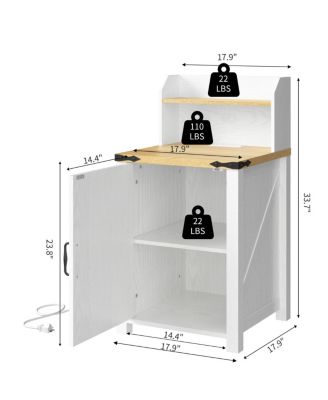  Farmhouse Barn Door Nightstand with Charging Station