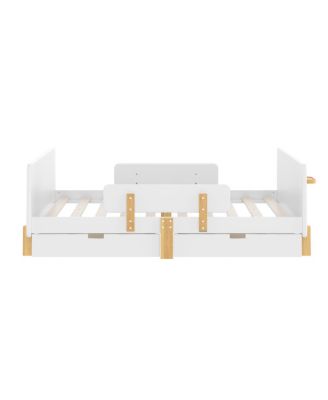 Full Size Platform Bed with Storage, Solid Wood Frame, No Box Spring Needed