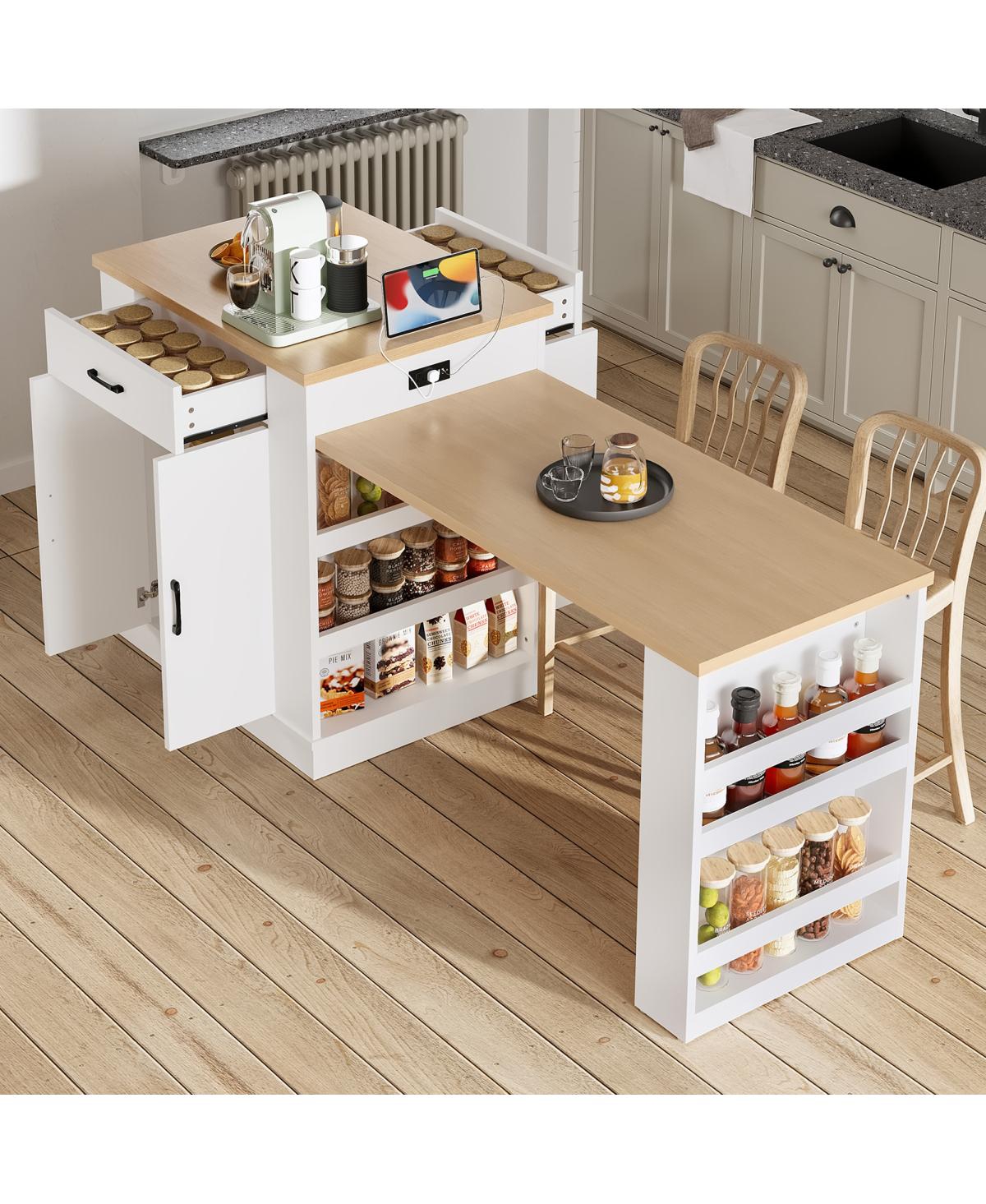 Streamdale Furniture Extendable Island console with drawers, cabinet, and shelving