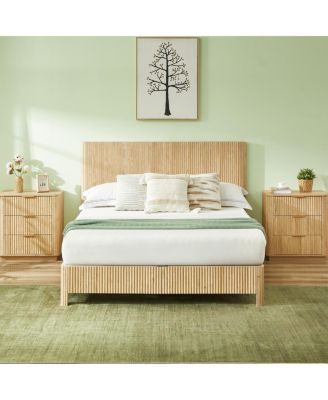 Queen Size Wooden corrugated curved lines, No Box Spring Needed