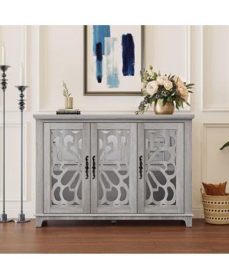 49" Countertop Sideboard with 3 Mirrored Doors & Adjustable Shelves