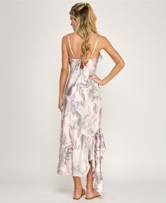 Juniors' Printed V-Neck Slip Dress