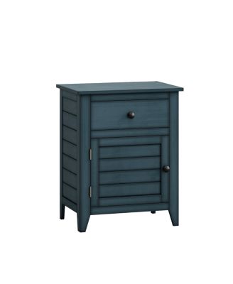 Antique Blue Transitional Nightstand with Storage Drawer, 25" H