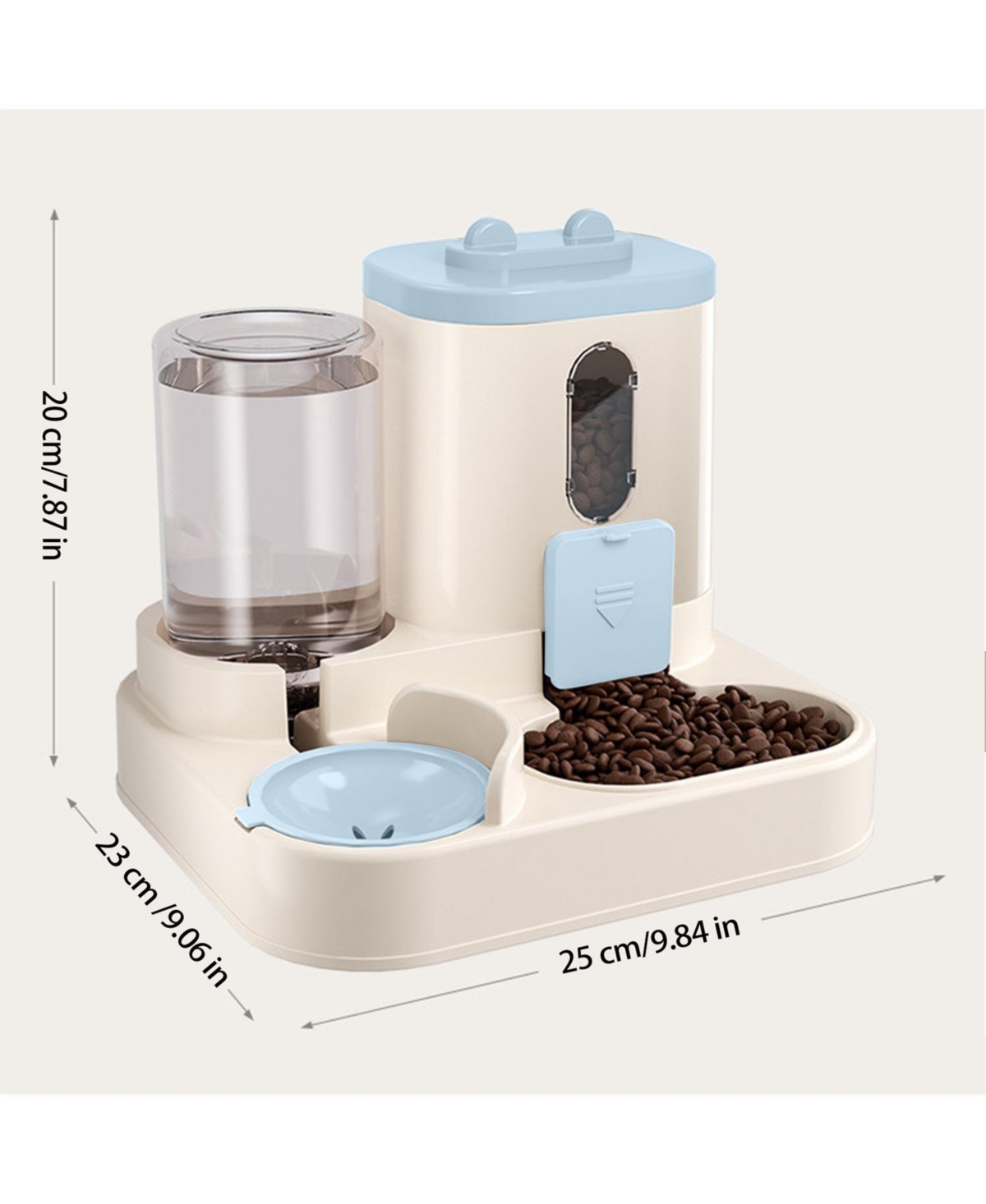 Aostirmotor Cat Ear Automatic Pet Feeder & Waterer, 1500ML Food + 800ML Water, Small Size