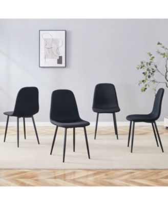 Linen Dining Chairs - Set of 4, Metal Legs