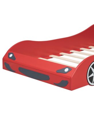 Wood Race Car Twin Bed with LED
