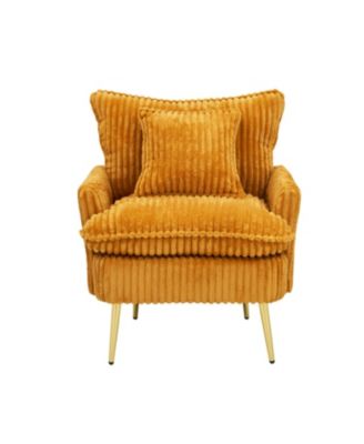 Streamdale Yellow Corduroy Accent Chair - Modern & Comfortable