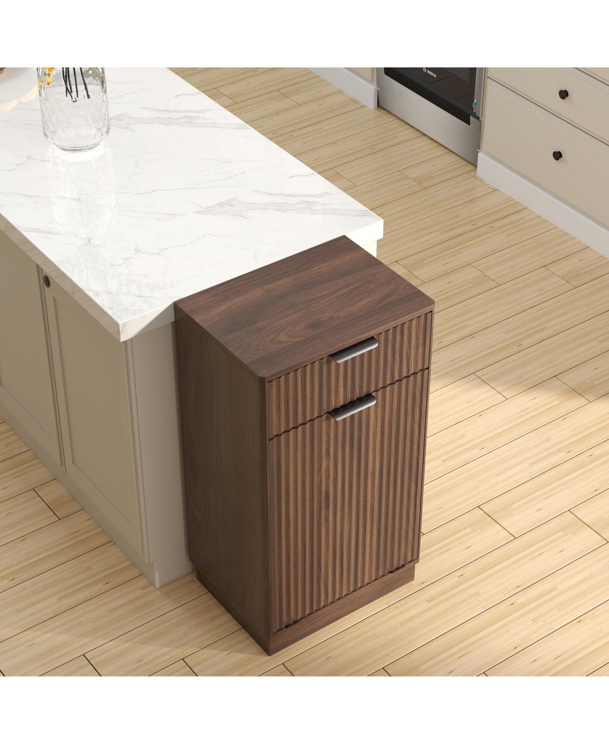 Streamdale Furniture Woodgrain Tilt-Out Trash Cabinet - Walnut Finish