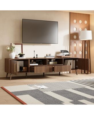 78" TV Stand for TVs up to 85", Modern Entertainment Center with Soft-Close Doors, Walnut