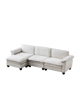 Living Room Furniture Sofa Luxury Couch with Ottoman Soft Chenille Upholstered L Shape Sofa