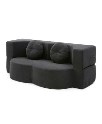 Streamdale 2-in-1 Folding Sofa Bed with Pillow, Twin Sleeper Sofa, Black
