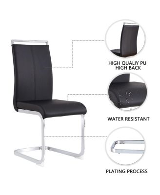 Modern Dining Chairs (Set of 4) - Black PU Leather